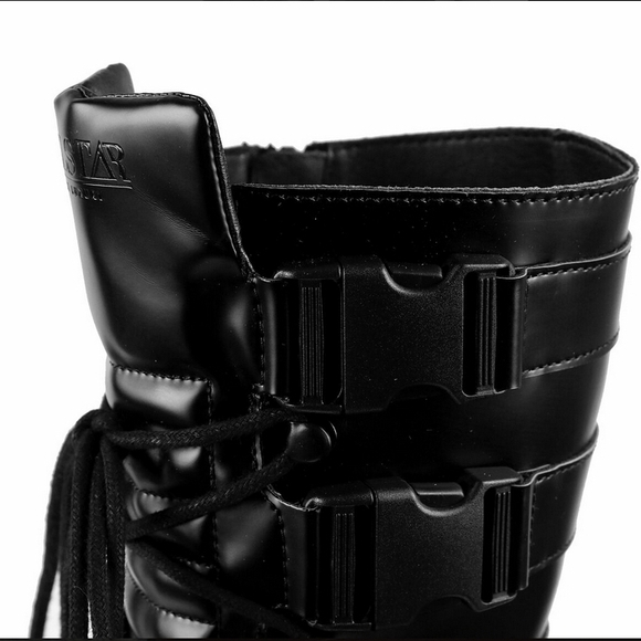 Killstar - Lugosi Black Combat Lace-Up Boots - Picture 3 of 10